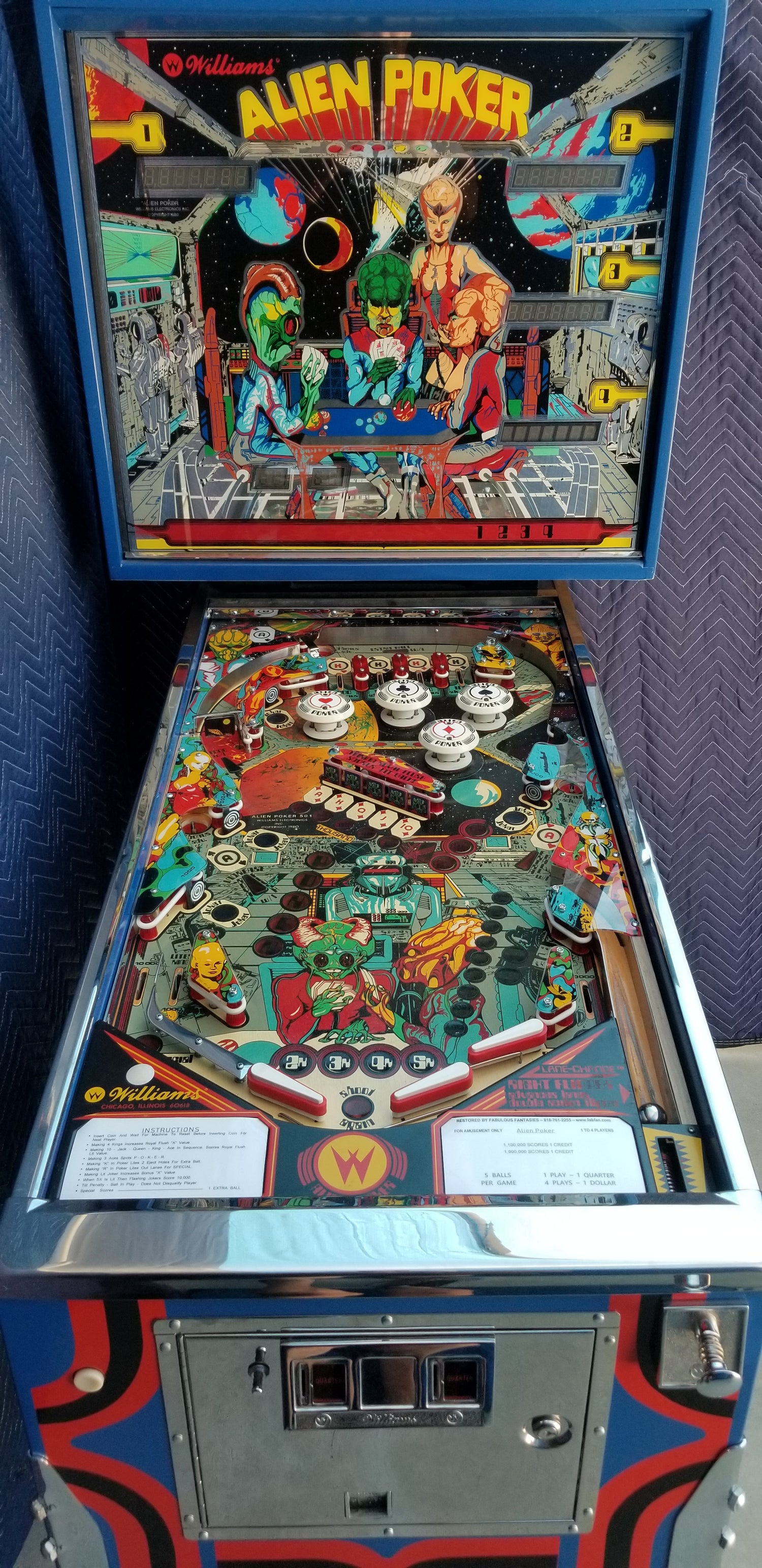 Alien Poker (FULLY RESTORED) Williams 1980 - Pinball805