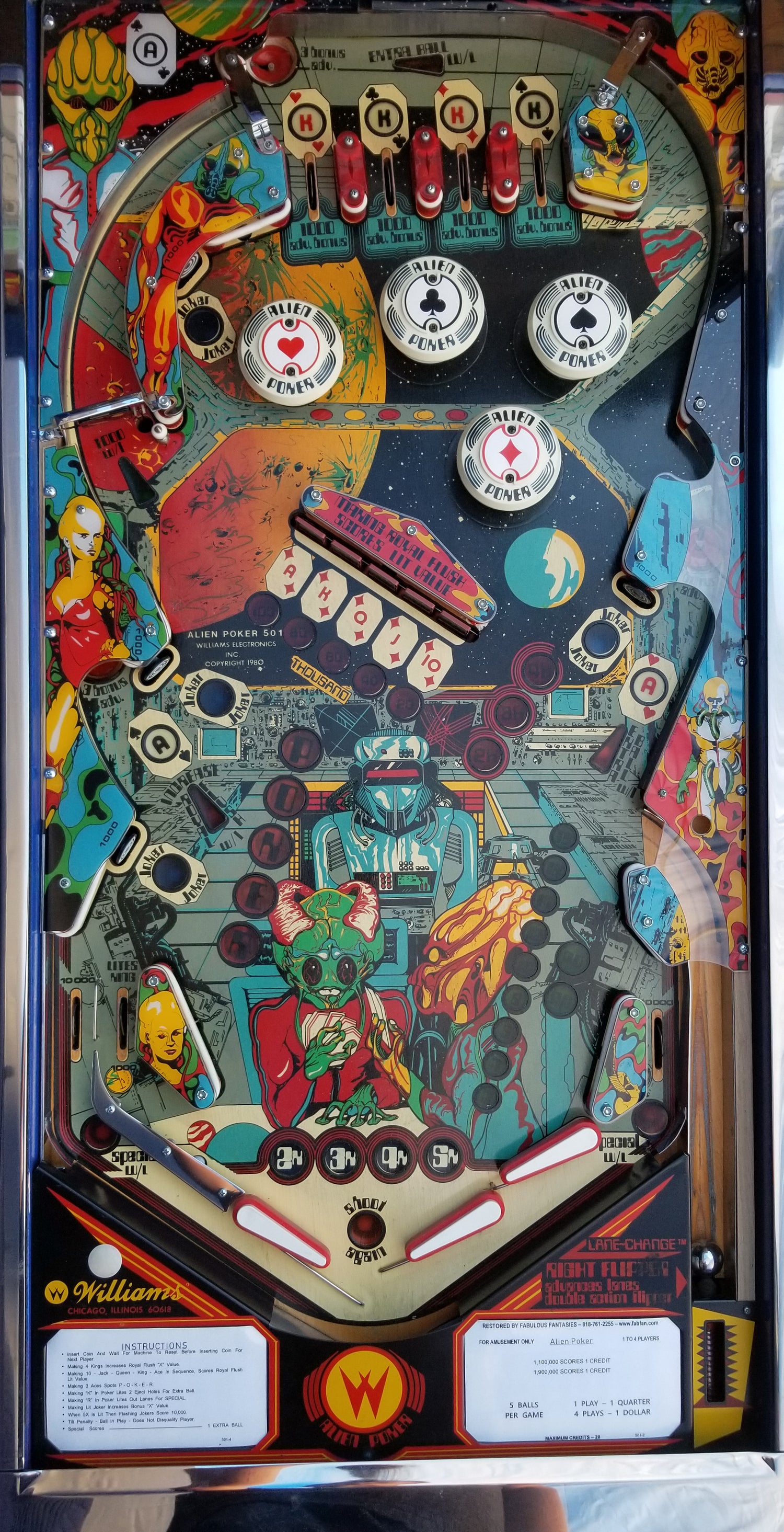 Alien Poker (FULLY RESTORED) Williams 1980 - Pinball805