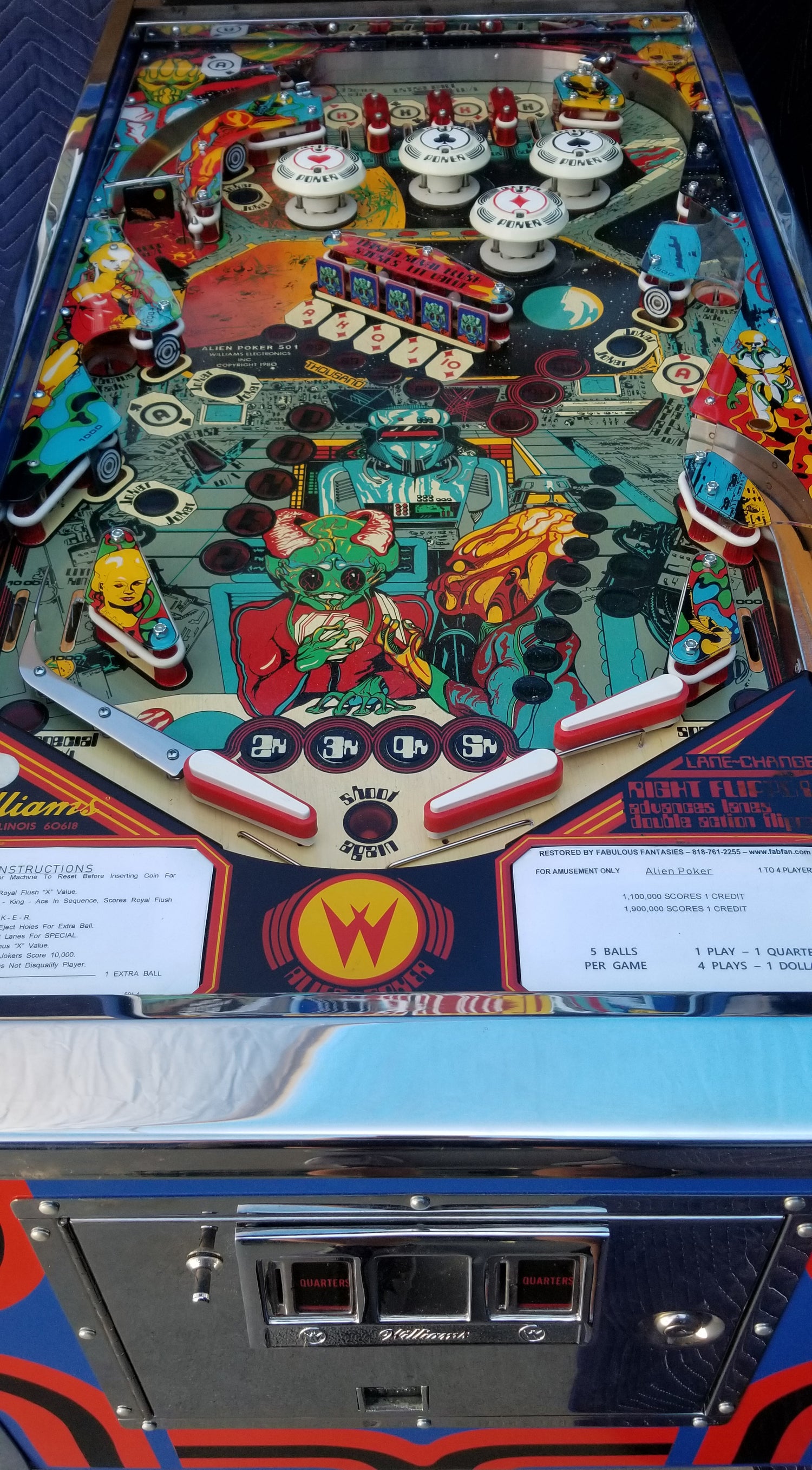 Alien Poker (FULLY RESTORED) Williams 1980 - Pinball805