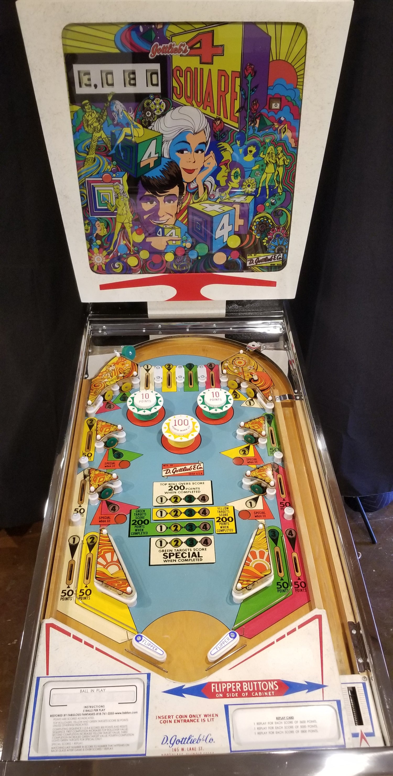 4 Square (FULLY RESTORED) Gottlieb 1971 - Pinball805