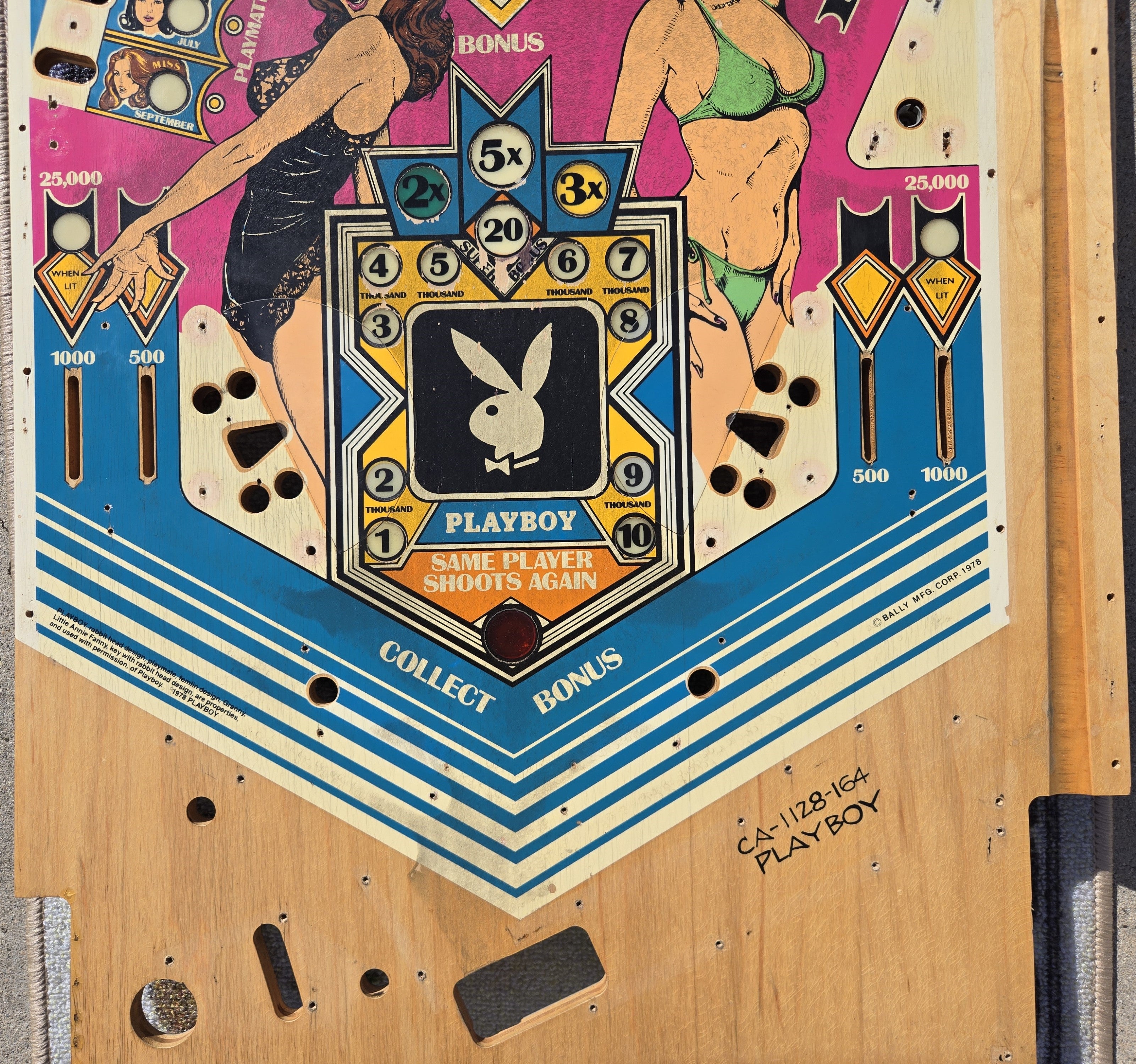 1978 Bally Playboy pinball mostly unpopulated playfield ONLY
