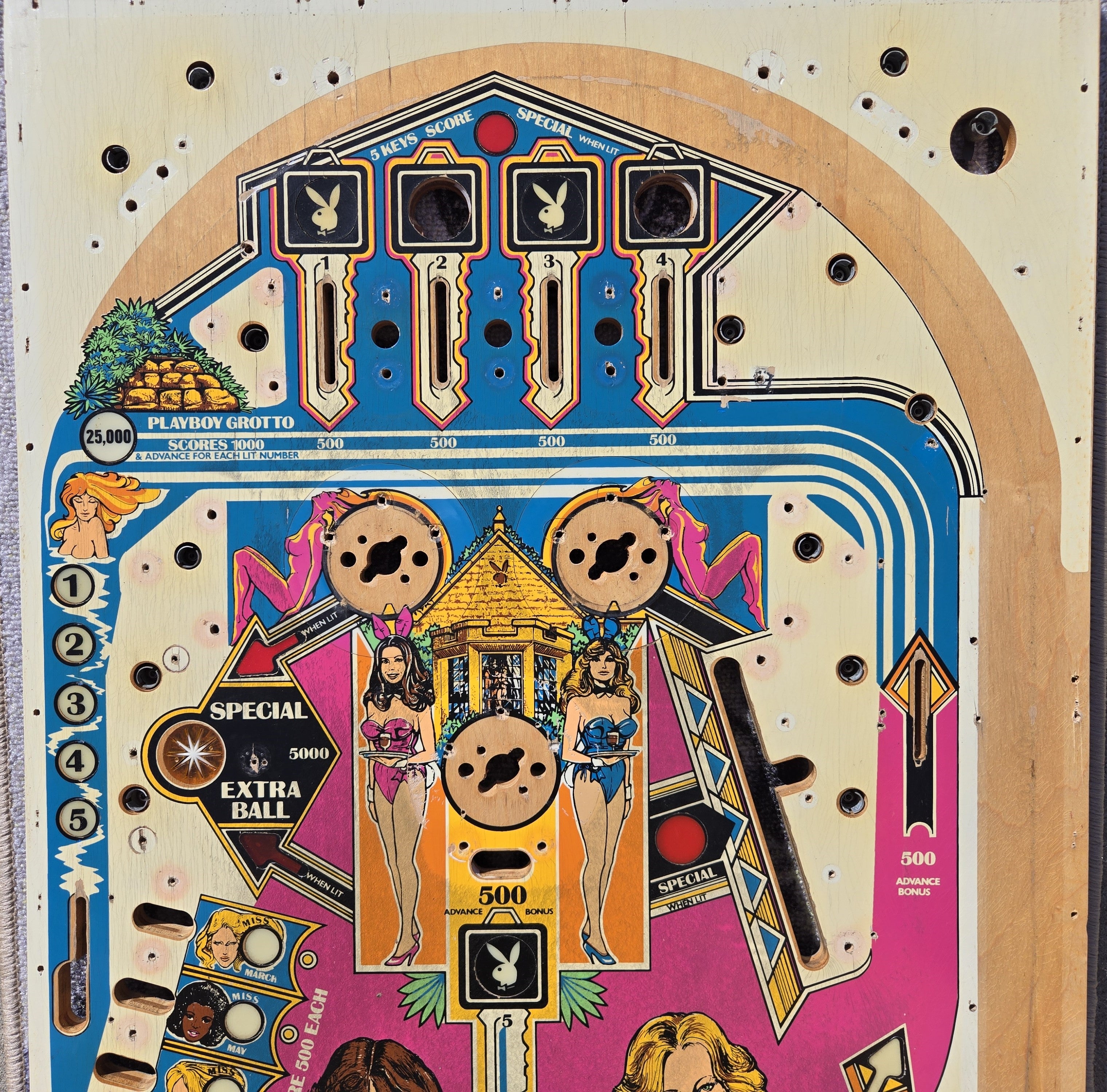 1978 Bally Playboy pinball mostly unpopulated playfield ONLY