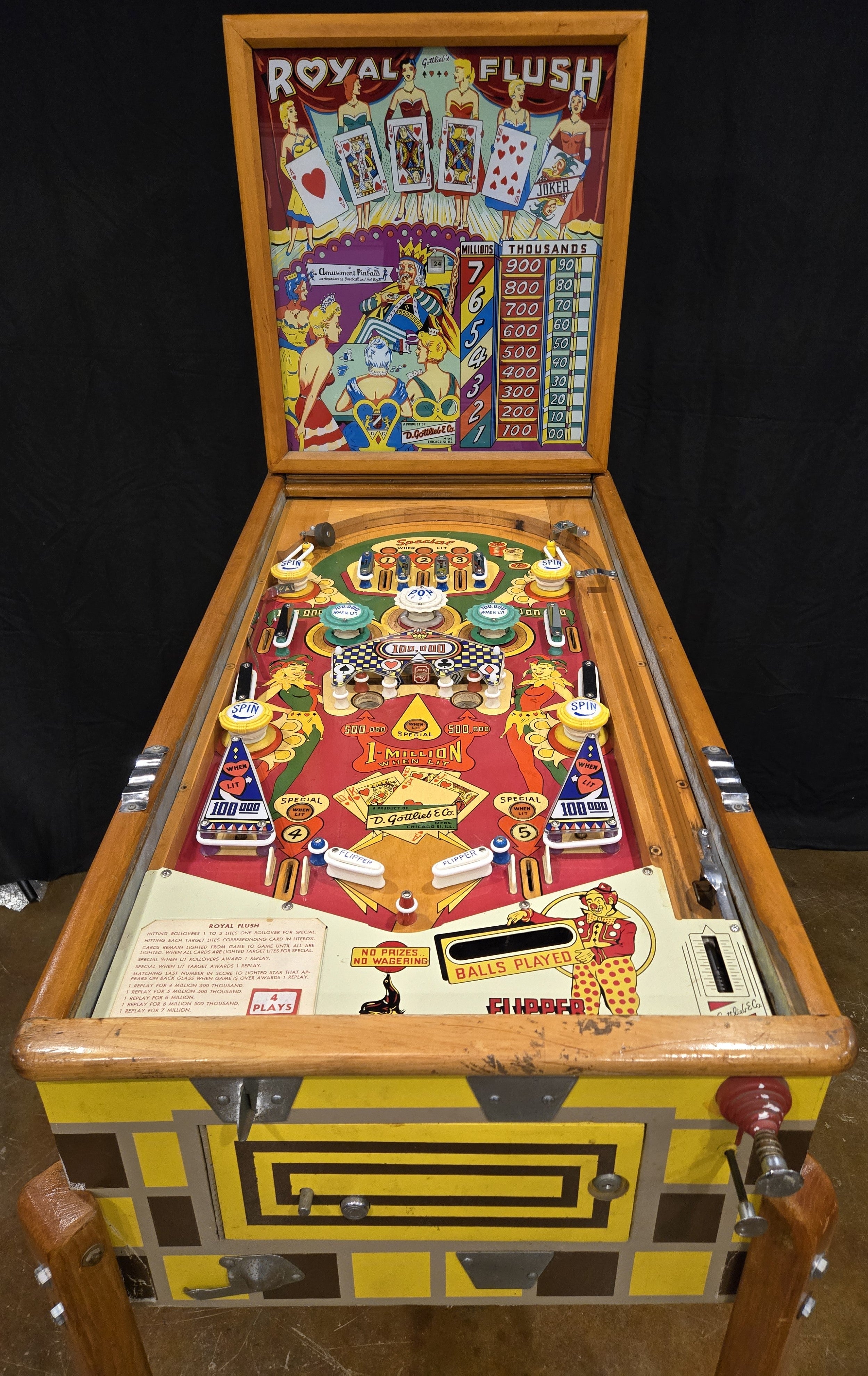Royal Flush (Refurbished Wood Rail) Gottlieb 1957