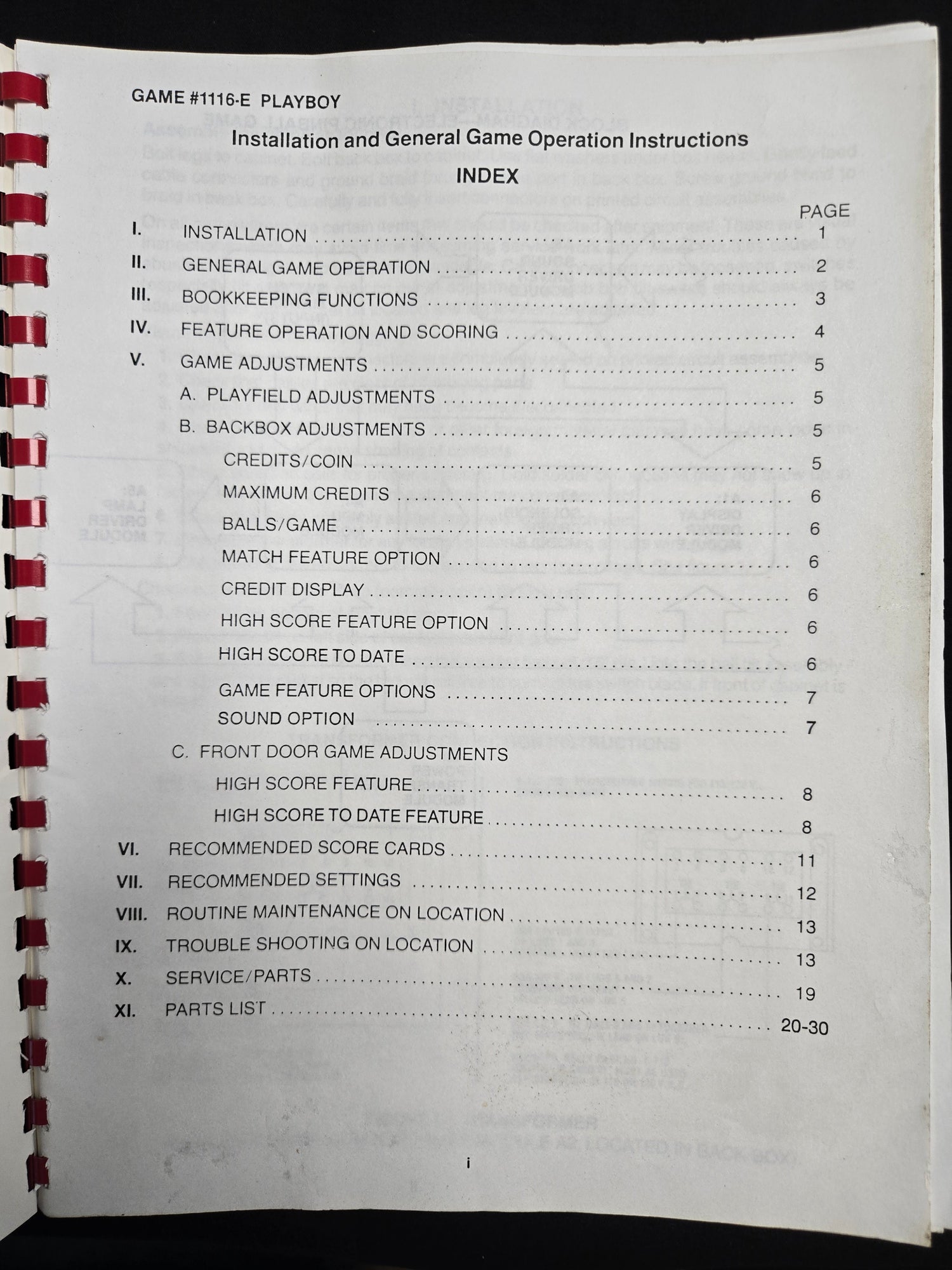 Original 1978 Bally Playboy Pinball Manual & Schematics (Rare Red Binding)