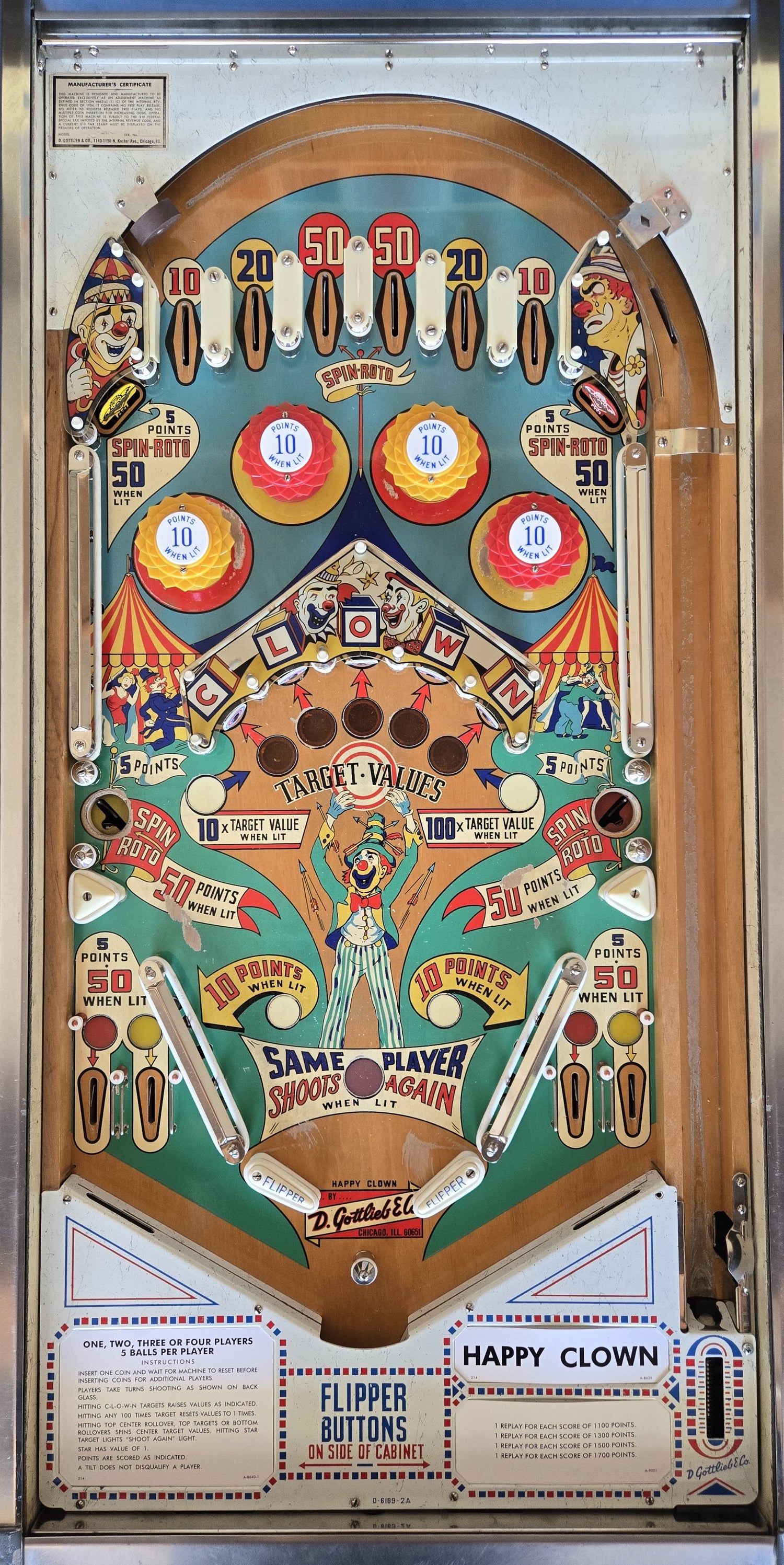 Happy Clown (Refurbished) Gottlieb 1964