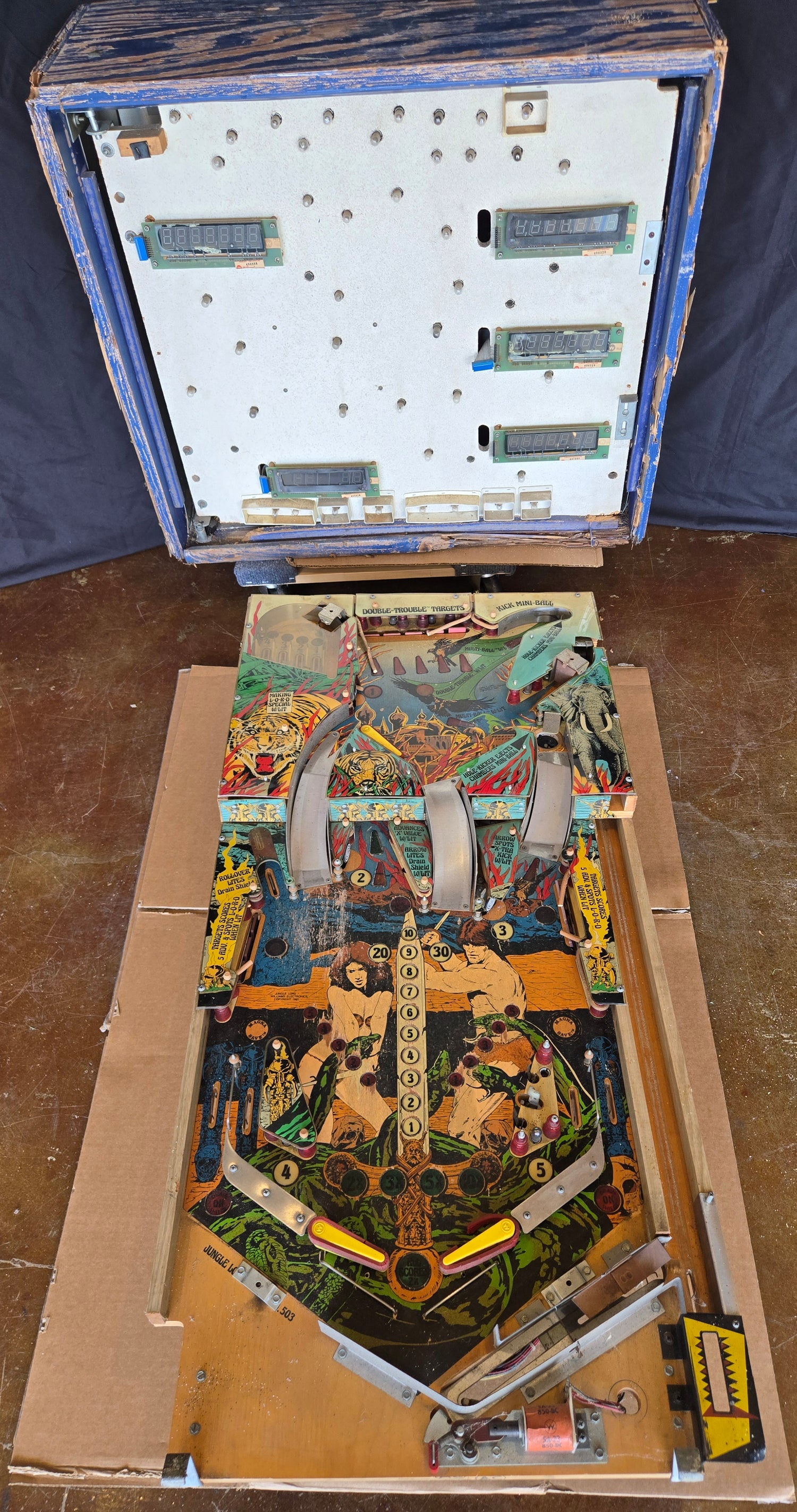 1981 Williams Jungle Lord pinball populated playfield & MORE PARTS!