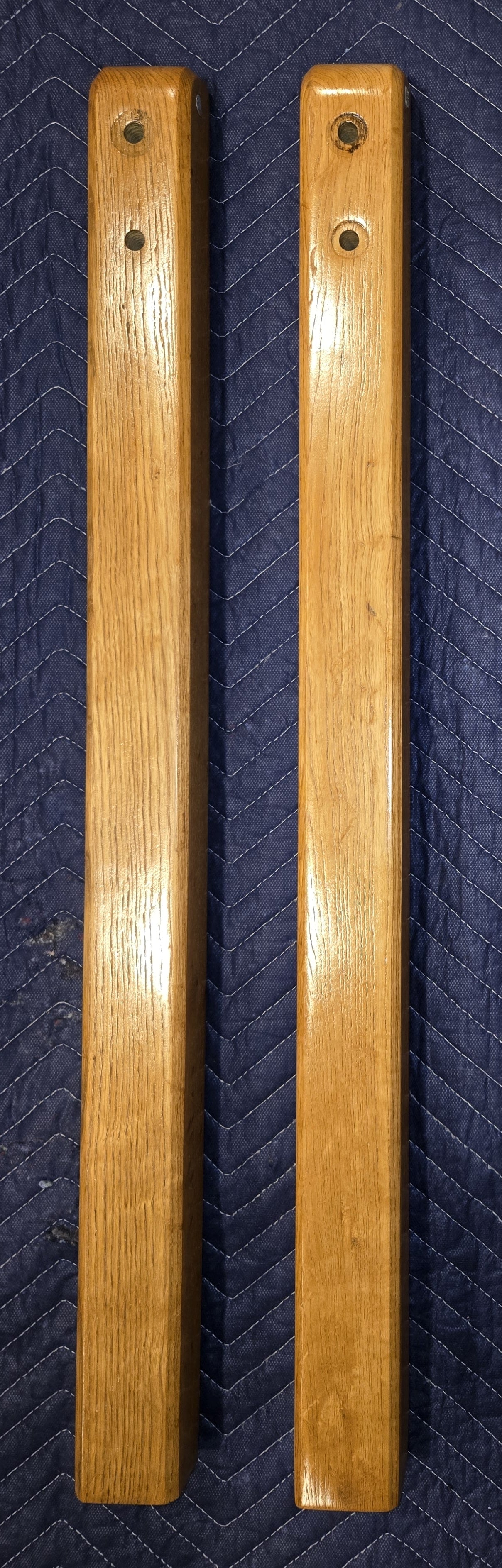 Pair of Reconditioned Antique Wood Pinball Legs for a Woodrail Pinball Machine 31 inch Length