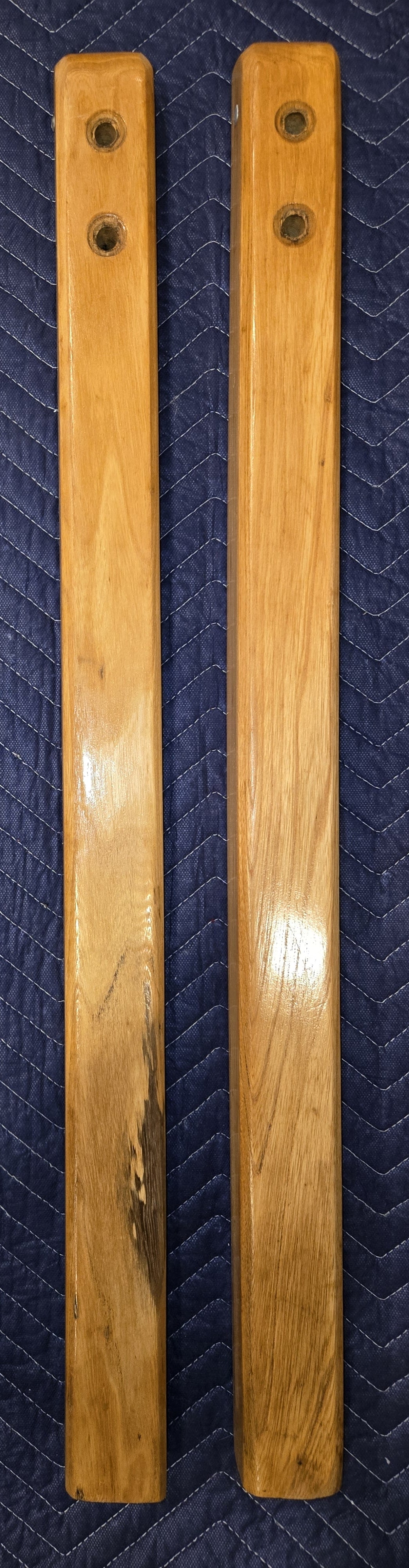 Pair of Reconditioned Antique Wood Pinball Legs for a Woodrail Pinball Machine 32.5 inch Length