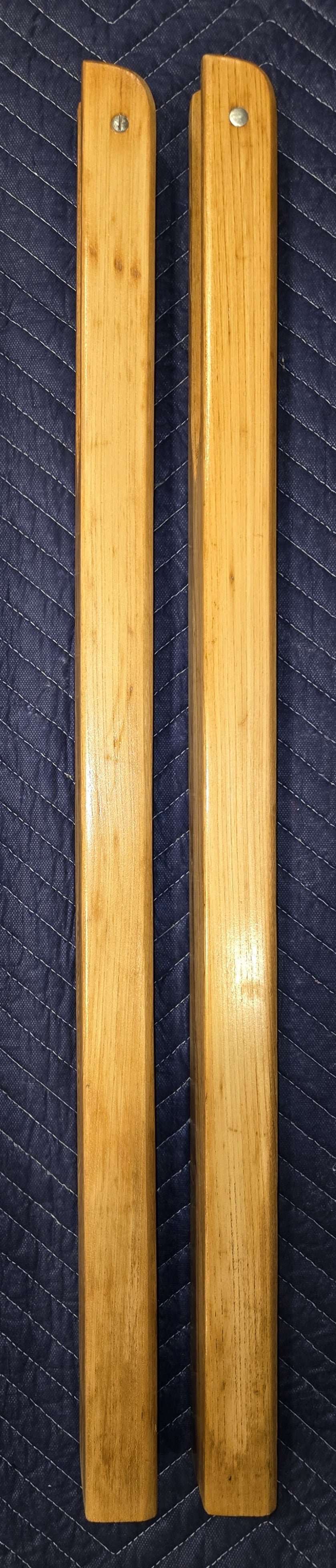 Pair of Reconditioned Antique Wood Pinball Legs for a Woodrail Pinball Machine 32.5 inch Length