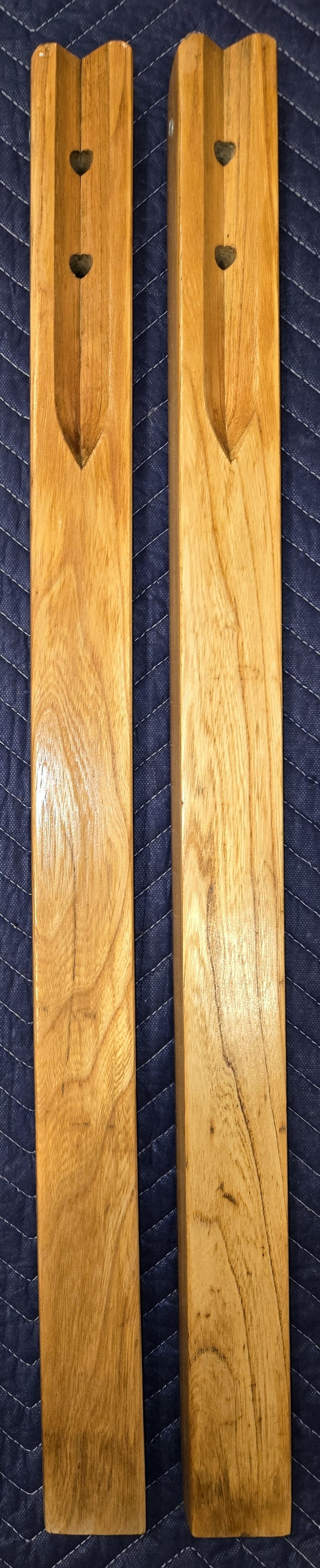 Pair of Reconditioned Antique Wood Pinball Legs for a Woodrail Pinball Machine 32.5 inch Length