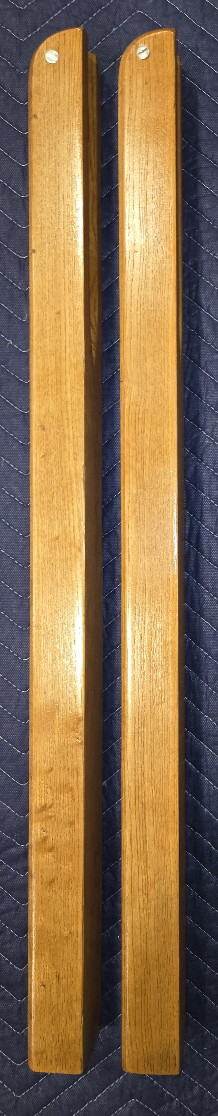 Pair of Reconditioned Antique Wood Pinball Legs for a Woodrail Pinball Machine 31 inch Length