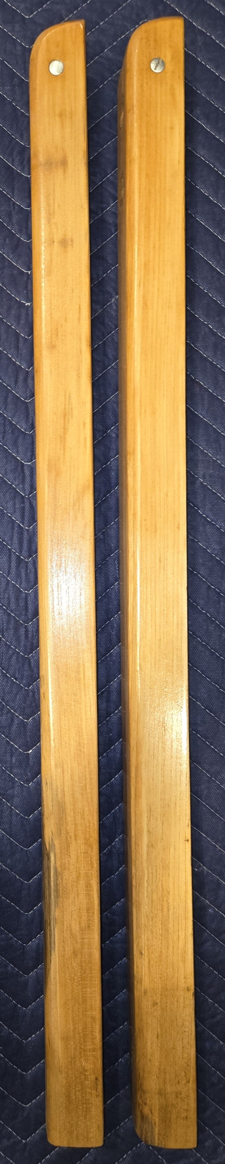 Pair of Reconditioned Antique Wood Pinball Legs for a Woodrail Pinball Machine 32.5 inch Length