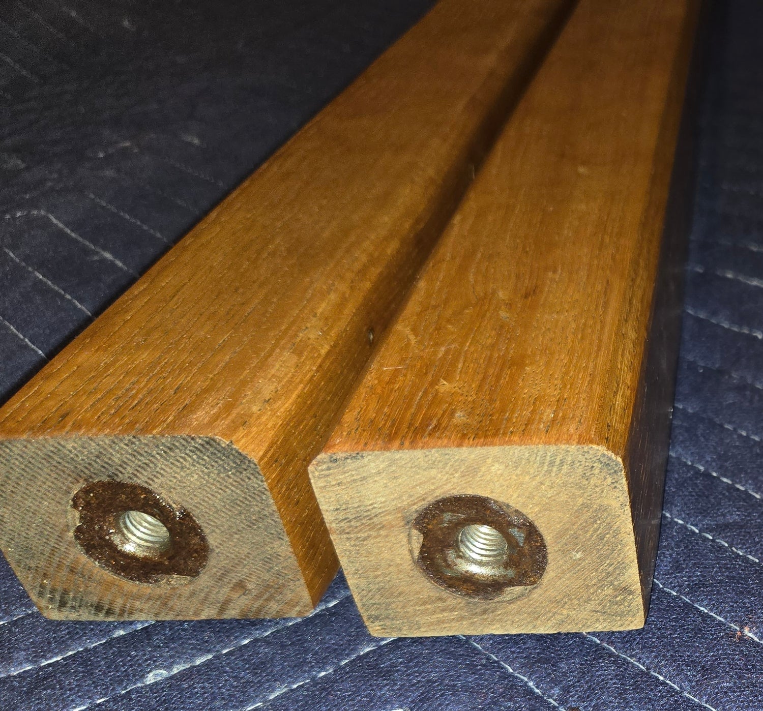 Pair of Reconditioned Antique Wood Pinball Legs for a Woodrail Pinball Machine 31 inch Length