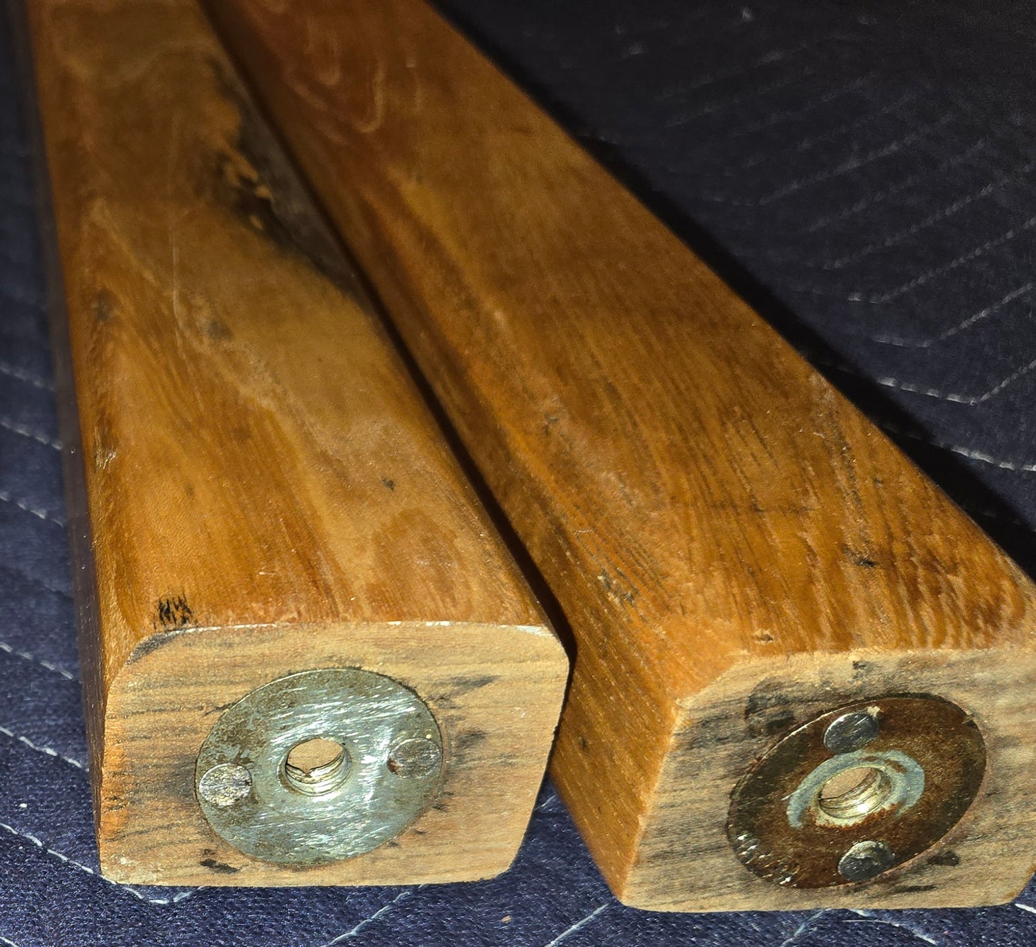 Pair of Reconditioned Antique Wood Pinball Legs for a Woodrail Pinball Machine 32.5 inch Length