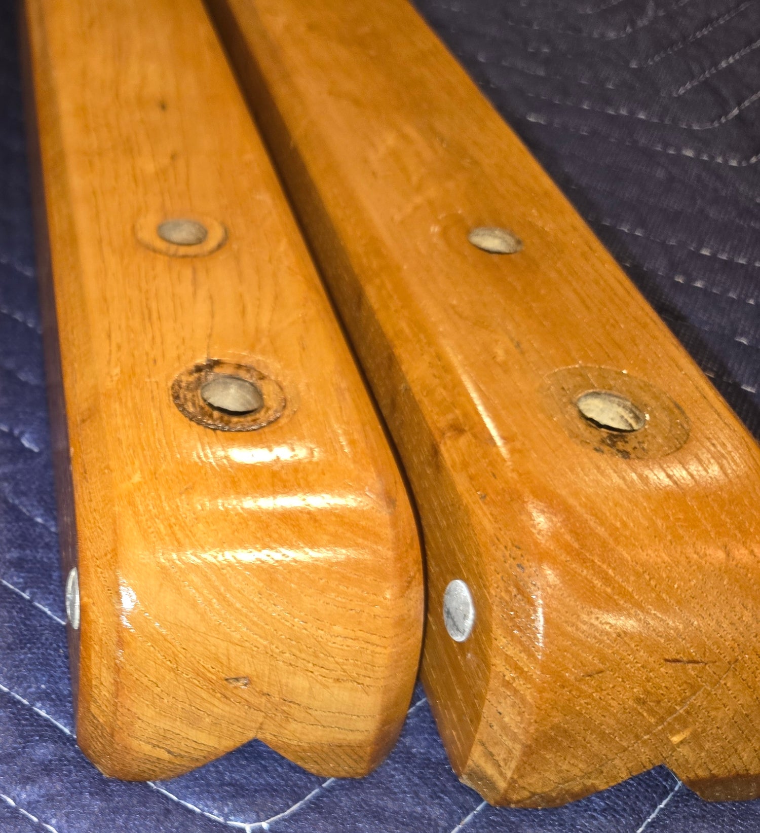 Pair of Reconditioned Antique Wood Pinball Legs for a Woodrail Pinball Machine 31 inch Length