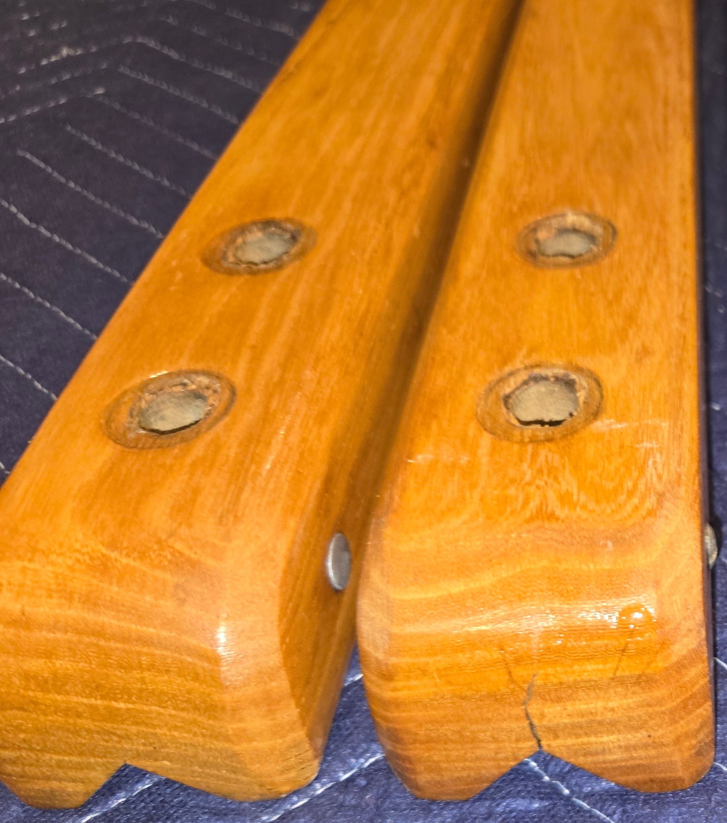 Pair of Reconditioned Antique Wood Pinball Legs for a Woodrail Pinball Machine 32.5 inch Length