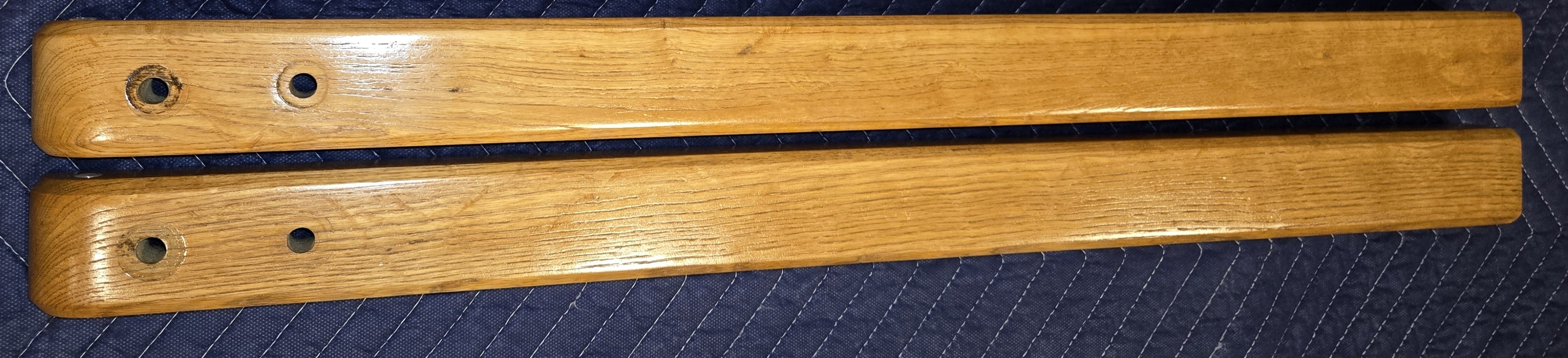 Pair of Reconditioned Antique Wood Pinball Legs for a Woodrail Pinball Machine 31 inch Length
