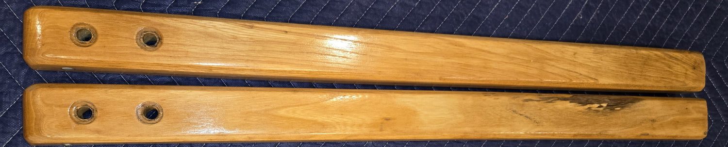 Pair of Reconditioned Antique Wood Pinball Legs for a Woodrail Pinball Machine 32.5 inch Length