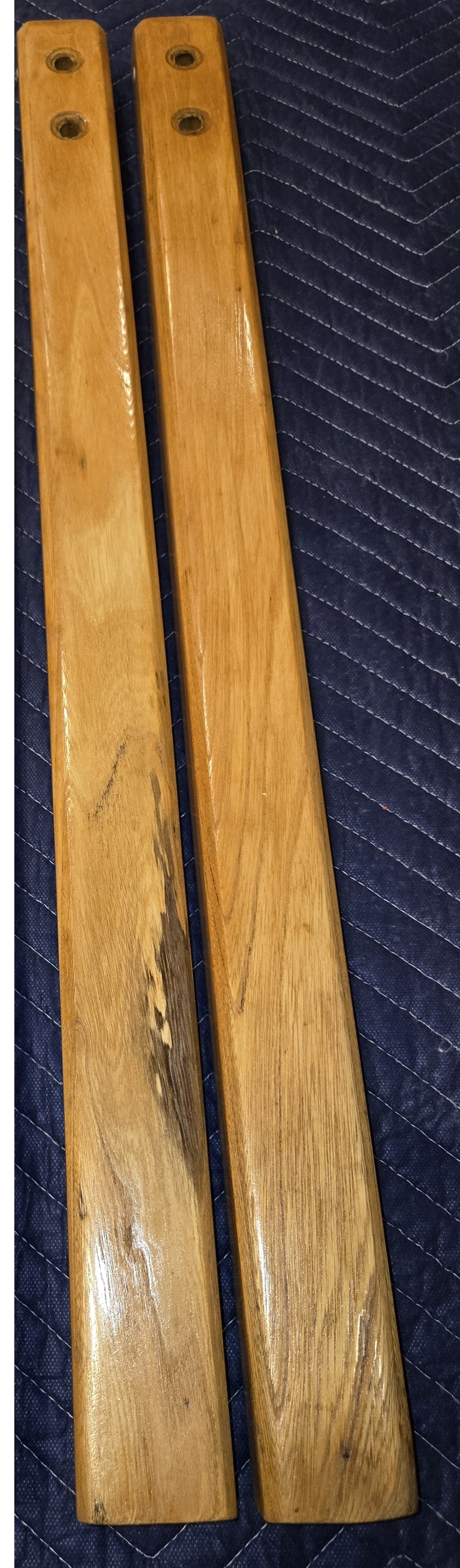 Pair of Reconditioned Antique Wood Pinball Legs for a Woodrail Pinball Machine 32.5 inch Length