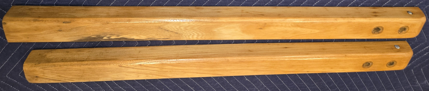 Pair of Reconditioned Antique Wood Pinball Legs for a Woodrail Pinball Machine 31 inch Length