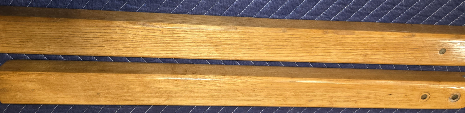 Pair of Reconditioned Antique Wood Pinball Legs for a Woodrail Pinball Machine 32.5 inch Length