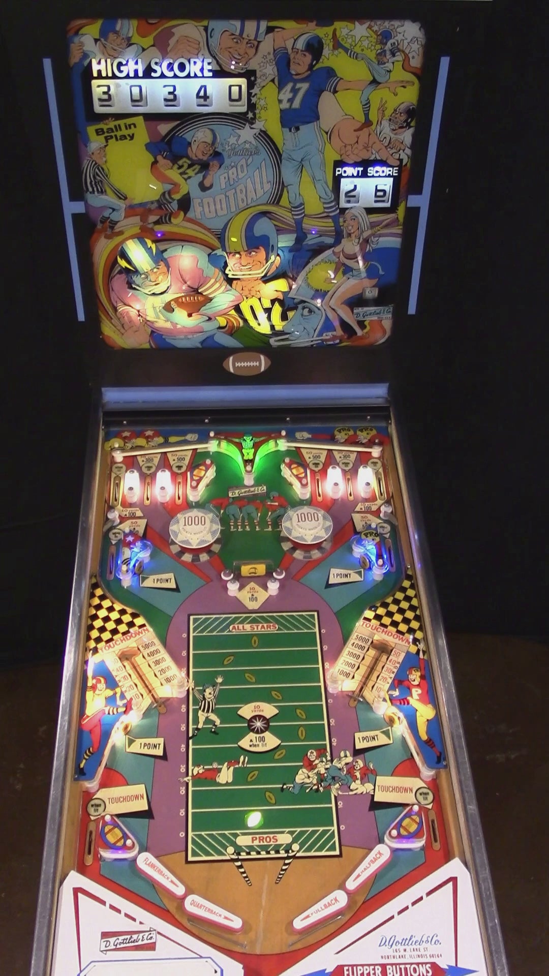 Pro-Football (Refurbished Wedge Head) Gottlieb 1973