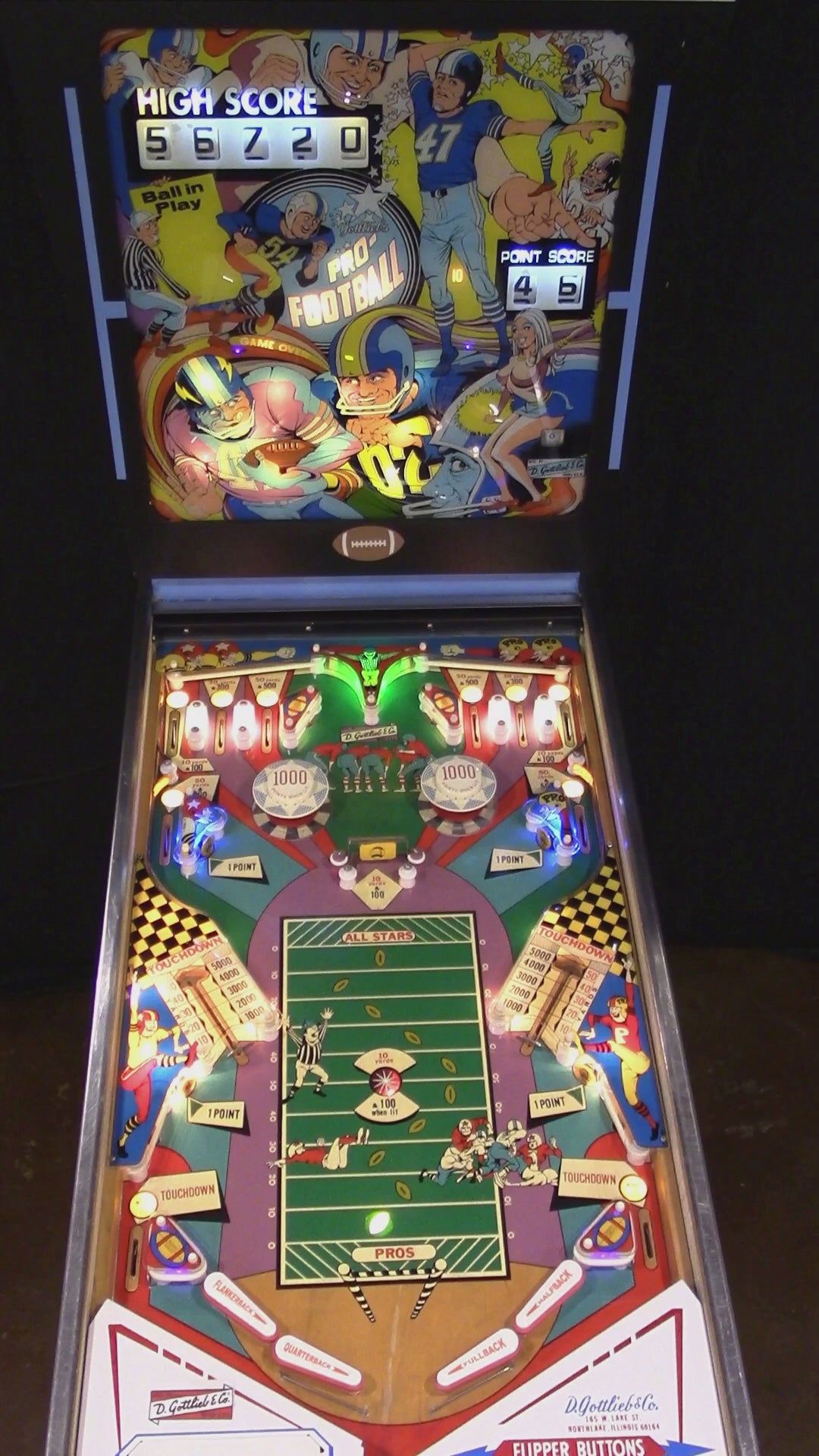 Pro-Football (Refurbished Wedge Head) Gottlieb 1973