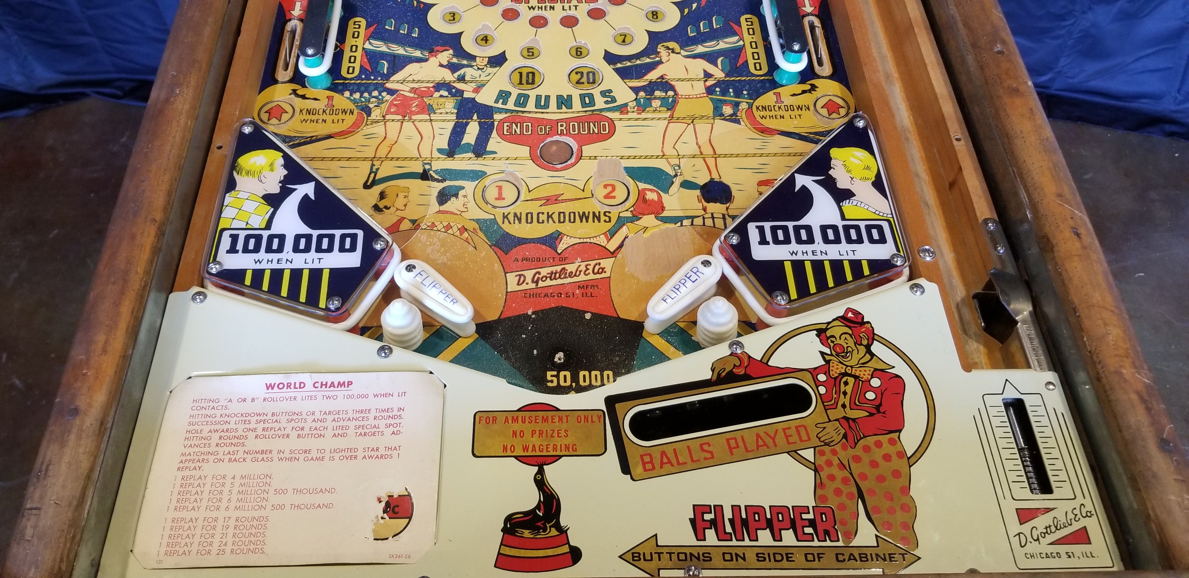 World Champ (Wood Rail) Gottlieb 1957 - Pinball805 