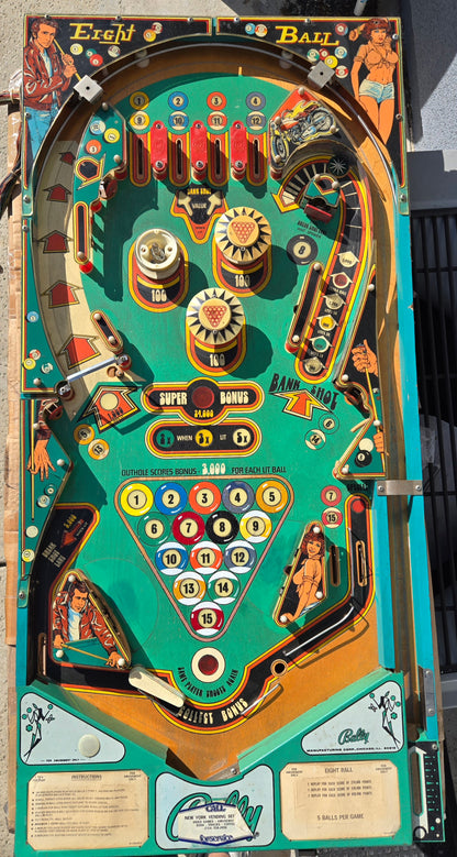 1977 Bally Eight Ball pinball populated playfield ONLY (97% Complete)