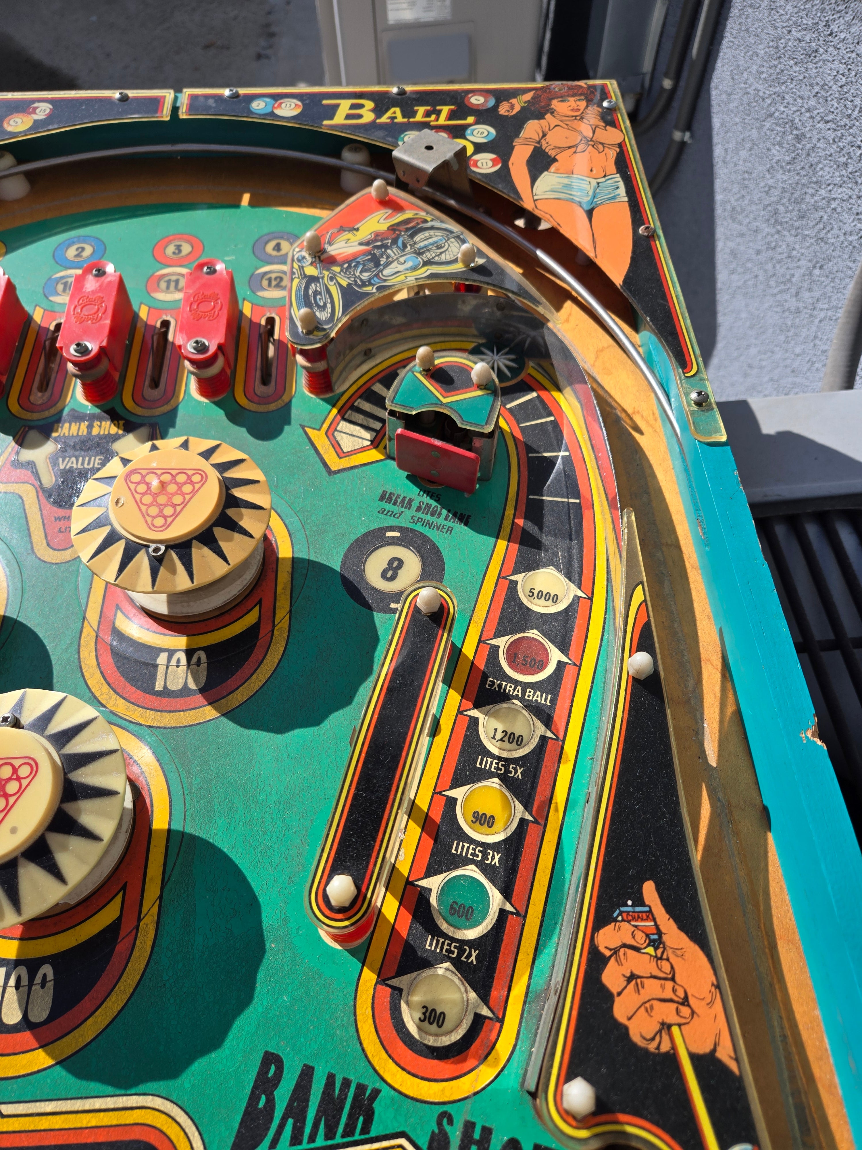 1977 Bally Eight Ball pinball populated playfield ONLY (97% Complete)