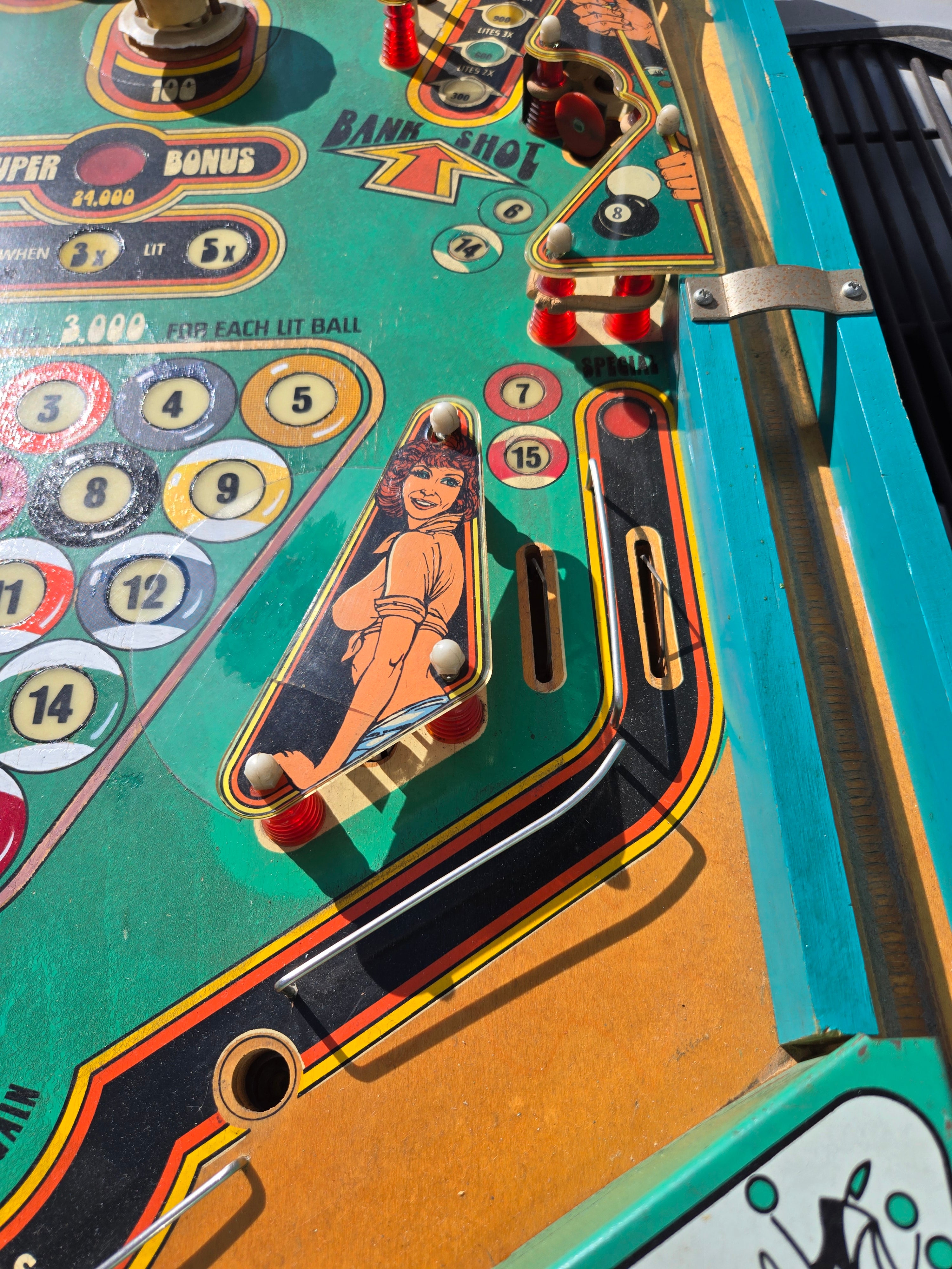 1977 Bally Eight Ball pinball populated playfield ONLY (97% Complete)