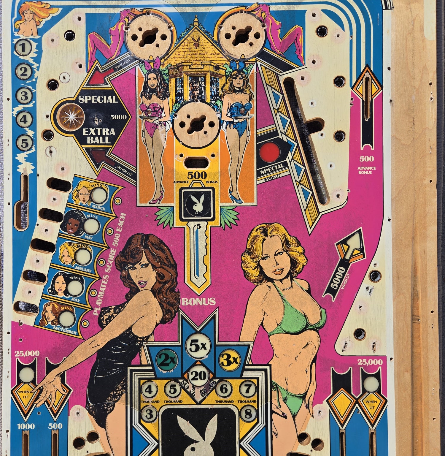 1978 Bally Playboy pinball mostly unpopulated playfield (