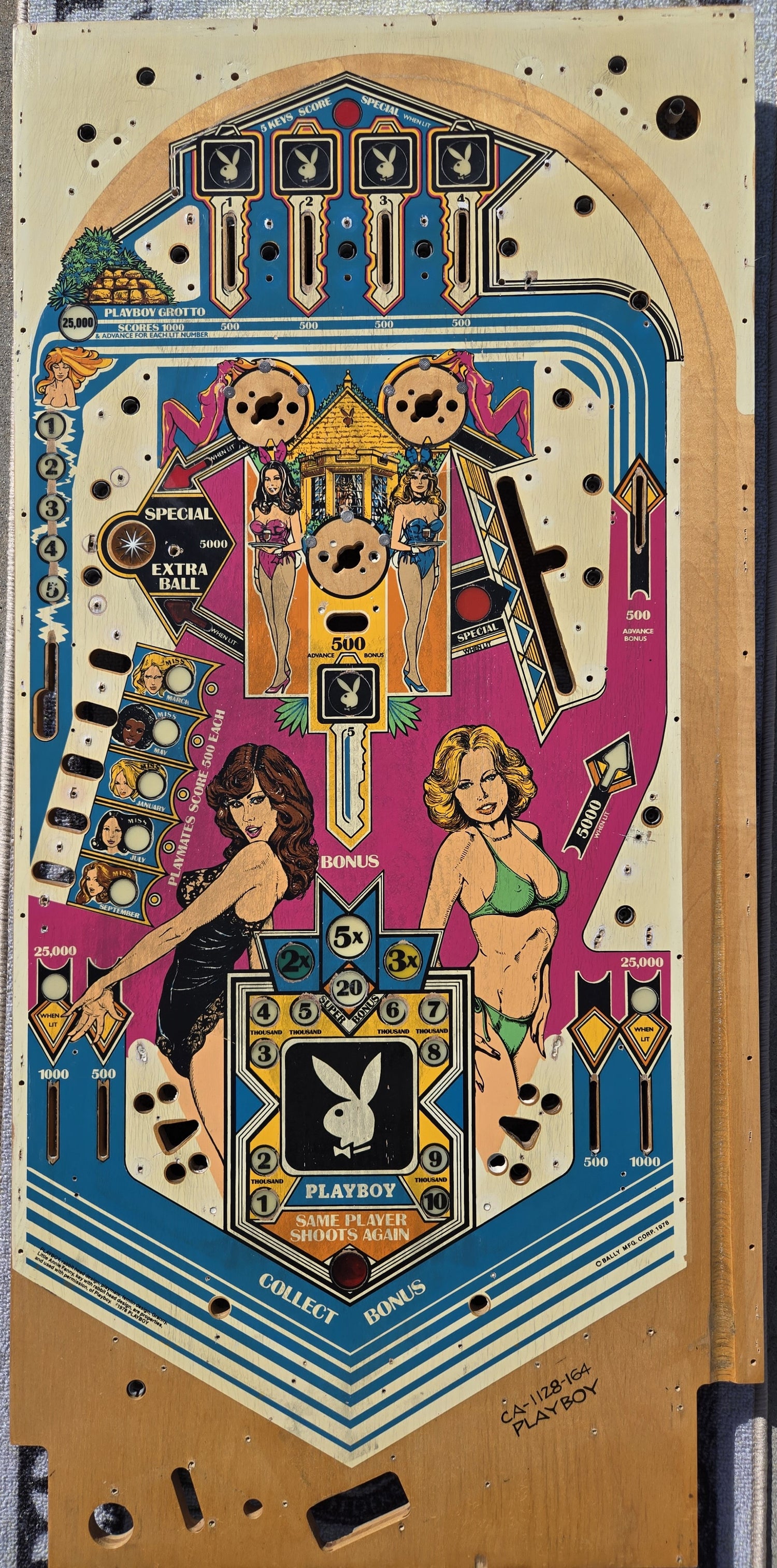 1978 Bally Playboy pinball mostly unpopulated playfield (