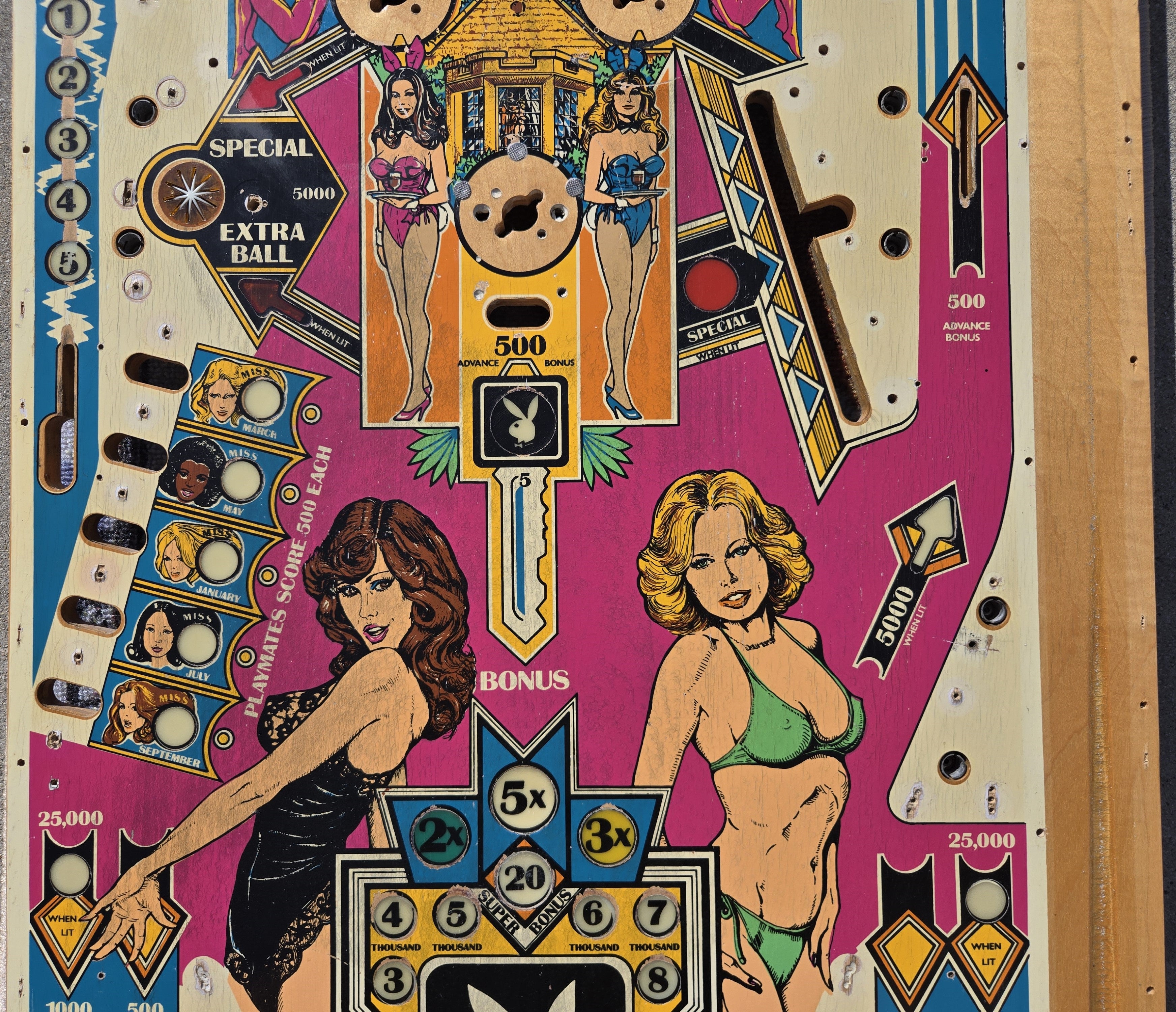 1978 Bally Playboy pinball mostly unpopulated playfield (