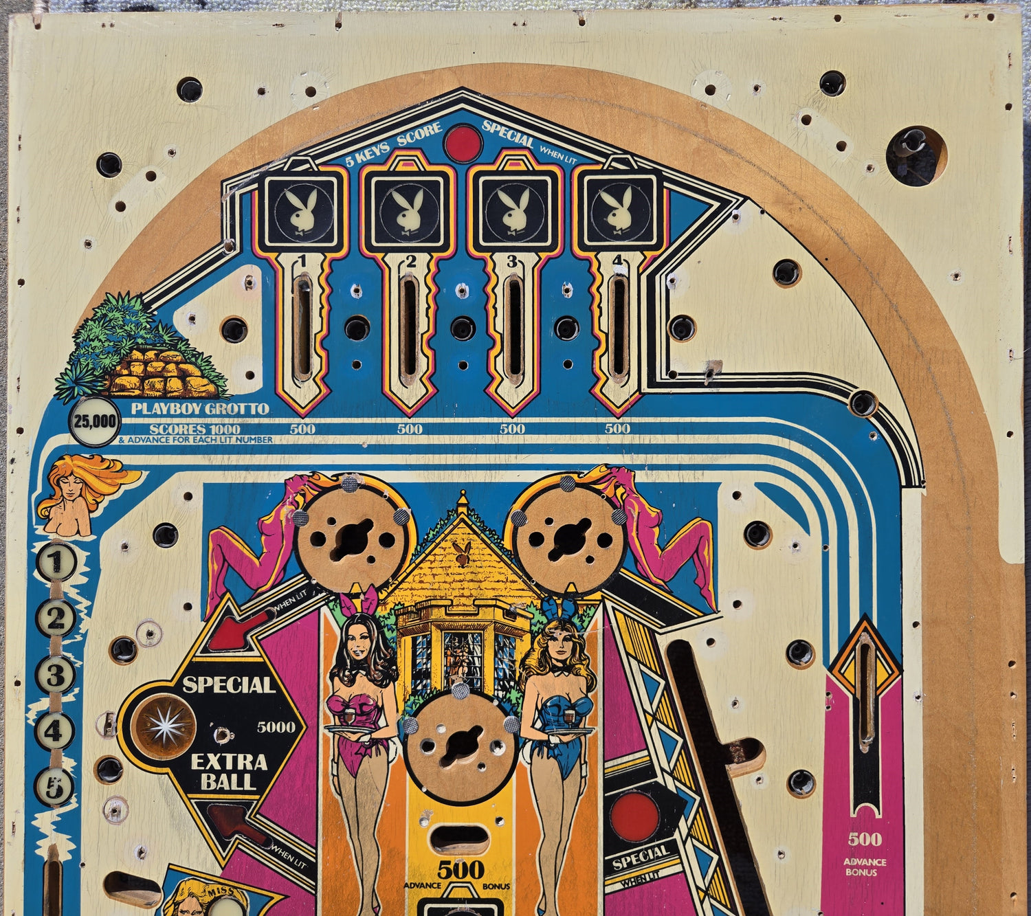 1978 Bally Playboy pinball mostly unpopulated playfield (