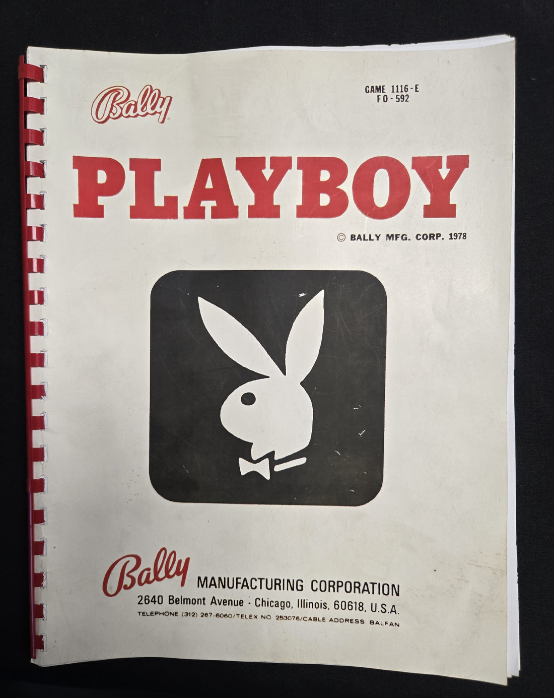 Original 1978 Bally Playboy Pinball Manual & Schematics (Rare Red Binding)
