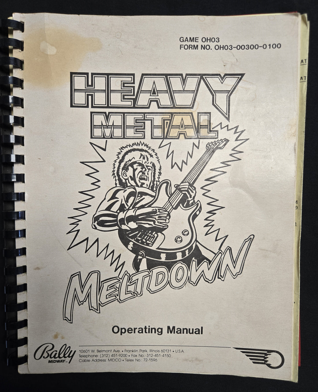 Original 1987 Bally Heavy Metal Meltdown Pinball Manual & Schematics