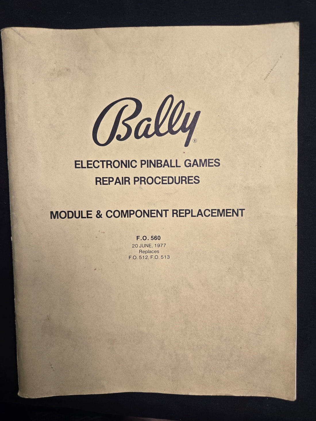 Original 1977 Bally Electronic Pinball Games Repair Procedures Module & Component Replacement
