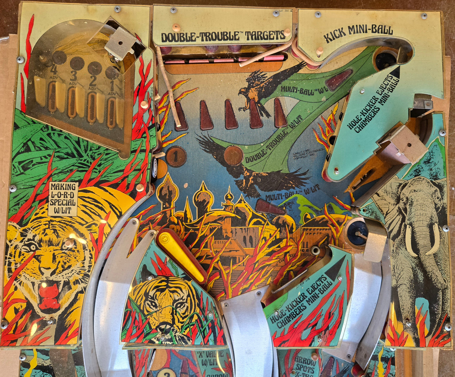 1981 Williams Jungle Lord pinball populated playfield &amp; MORE PARTS!